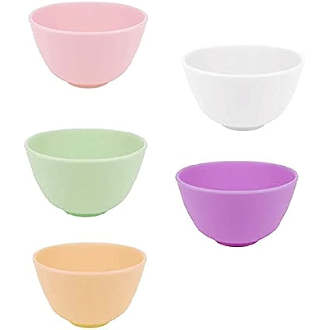 Lokusel 5PCS 3.3INCH MULTI-COLOR SILICONE BOWL FACIAL MASK MIXING BOWL DIY MIX BOWL FOR HOME USE,FACIAL MASK, MUD MASK AND OTHER SKINCARE PRODUCTS(8.5 X 5 CM) - Image 1